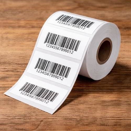 Barcode sticker label rolls for product labeling and inventory use